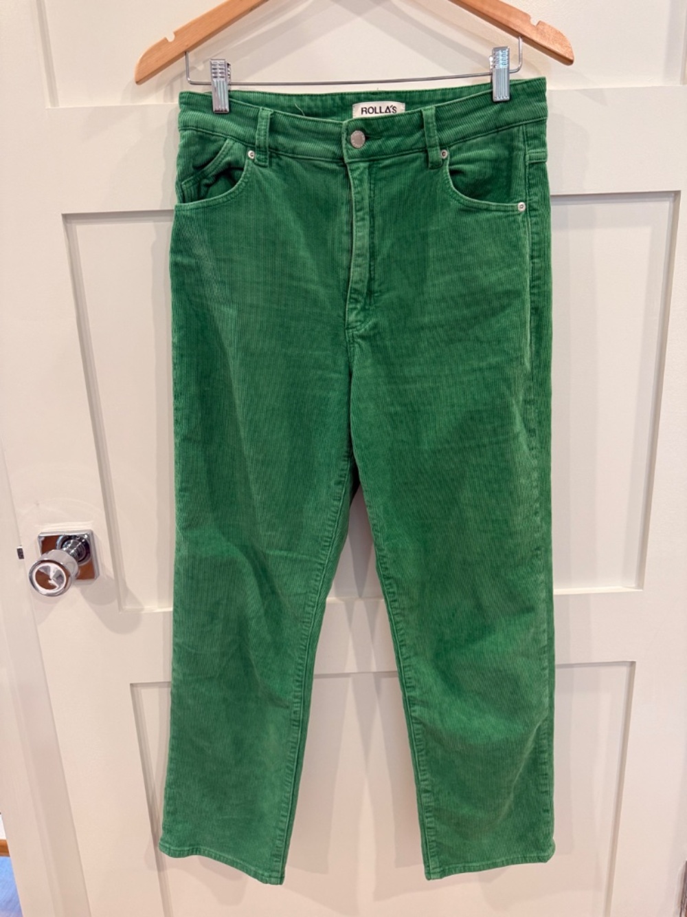 Rolla’s Original High Rise Straight Green Corduroy Pants Size 30